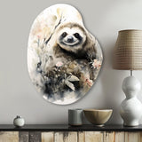 Asian Art Sloth Sumi - Asymmetric Metal Wall Art