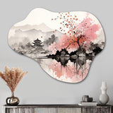 Asian Art Sumi Lake III - Asymmetric Metal Wall Art