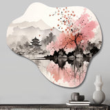 Asian Art Sumi Lake III - Asymmetric Metal Wall Art