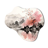 Asian Art Sumi Lake III - Asymmetric Metal Wall Art