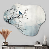 Asian Art Sumi Bird Serenity XII - Asymmetric Metal Wall Art