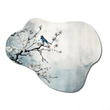 Asian Art Sumi Bird Serenity XII - Asymmetric Metal Wall Art