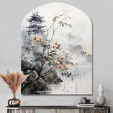 Asian Art Sumi Bird Serenity XIV - Asymmetric Metal Wall Art