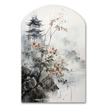 Asian Art Sumi Bird Serenity XIV - Asymmetric Metal Wall Art