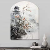 Asian Art Sumi Bird Serenity XIV - Asymmetric Metal Wall Art