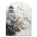 Asian Art Sumi Bird Serenity XIV - Asymmetric Metal Wall Art