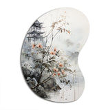 Asian Art Sumi Bird Serenity XIV - Asymmetric Metal Wall Art