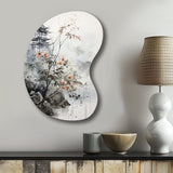 Asian Art Sumi Bird Serenity XIV - Asymmetric Metal Wall Art