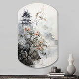 Asian Art Sumi Bird Serenity XIV - Asymmetric Metal Wall Art