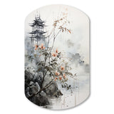 Asian Art Sumi Bird Serenity XIV - Asymmetric Metal Wall Art