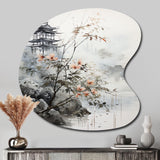 Asian Art Sumi Bird Serenity XIV - Asymmetric Metal Wall Art