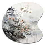 Asian Art Sumi Bird Serenity XIV - Asymmetric Metal Wall Art