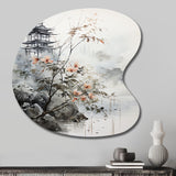 Asian Art Sumi Bird Serenity XIV - Asymmetric Metal Wall Art