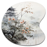 Asian Art Sumi Bird Serenity XIV - Asymmetric Metal Wall Art