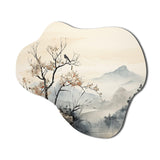 Asian Art Sumi Bird Serenity XVI - Asymmetric Metal Wall Art