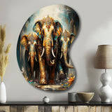 Asian Art Thai Elephants X - Asymmetric Metal Wall Art