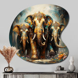 Asian Art Thai Elephants X - Asymmetric Metal Wall Art