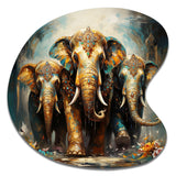 Asian Art Thai Elephants X - Asymmetric Metal Wall Art