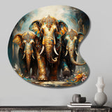 Asian Art Thai Elephants X - Asymmetric Metal Wall Art