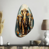 Asian Art Thai Elephants X - Asymmetric Metal Wall Art