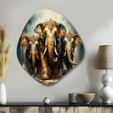 Asian Art Thai Elephants X - Asymmetric Metal Wall Art