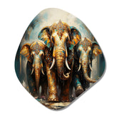 Asian Art Thai Elephants X - Asymmetric Metal Wall Art