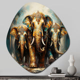 Asian Art Thai Elephants X - Asymmetric Metal Wall Art