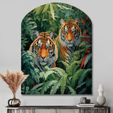 Asian Art Tigers In Jungle VI - Asymmetric Metal Wall Art