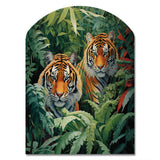 Asian Art Tigers In Jungle VI - Asymmetric Metal Wall Art