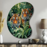 Asian Art Tigers In Jungle VI - Asymmetric Metal Wall Art