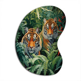 Asian Art Tigers In Jungle VI - Asymmetric Metal Wall Art