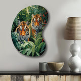 Asian Art Tigers In Jungle VI - Asymmetric Metal Wall Art