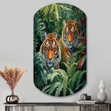 Asian Art Tigers In Jungle VI - Asymmetric Metal Wall Art