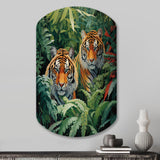 Asian Art Tigers In Jungle VI - Asymmetric Metal Wall Art