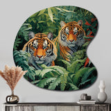 Asian Art Tigers In Jungle VI - Asymmetric Metal Wall Art