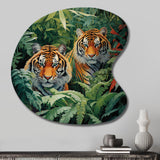 Asian Art Tigers In Jungle VI - Asymmetric Metal Wall Art