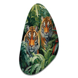 Asian Art Tigers In Jungle VI - Asymmetric Metal Wall Art