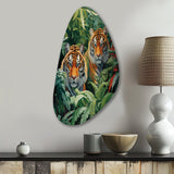 Asian Art Tigers In Jungle VI - Asymmetric Metal Wall Art