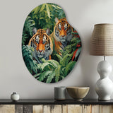 Asian Art Tigers In Jungle VI - Asymmetric Metal Wall Art