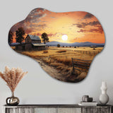 Barn Scenery At Dusk IV - Asymmetric Metal Wall Art