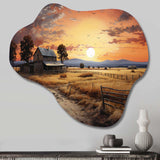 Barn Scenery At Dusk IV - Asymmetric Metal Wall Art