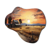 Barn Scenery At Dusk IV - Asymmetric Metal Wall Art