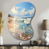 Beach Photo Seaside Reflections V - Asymmetric Metal Wall Art