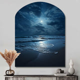 Beach Photo Serene Moonlight I - Asymmetric Metal Wall Art