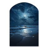 Beach Photo Serene Moonlight I - Asymmetric Metal Wall Art