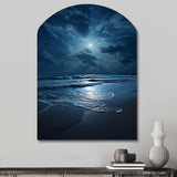 Beach Photo Serene Moonlight I - Asymmetric Metal Wall Art