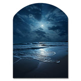 Beach Photo Serene Moonlight I - Asymmetric Metal Wall Art