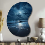 Beach Photo Serene Moonlight I - Asymmetric Metal Wall Art