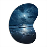 Beach Photo Serene Moonlight I - Asymmetric Metal Wall Art