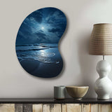 Beach Photo Serene Moonlight I - Asymmetric Metal Wall Art